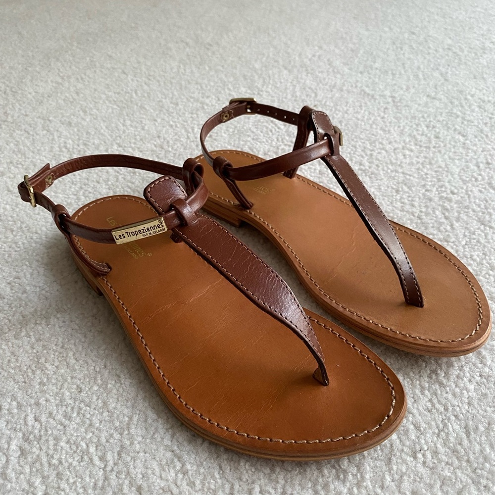 SANDALS, LEATHER LIKE NEW